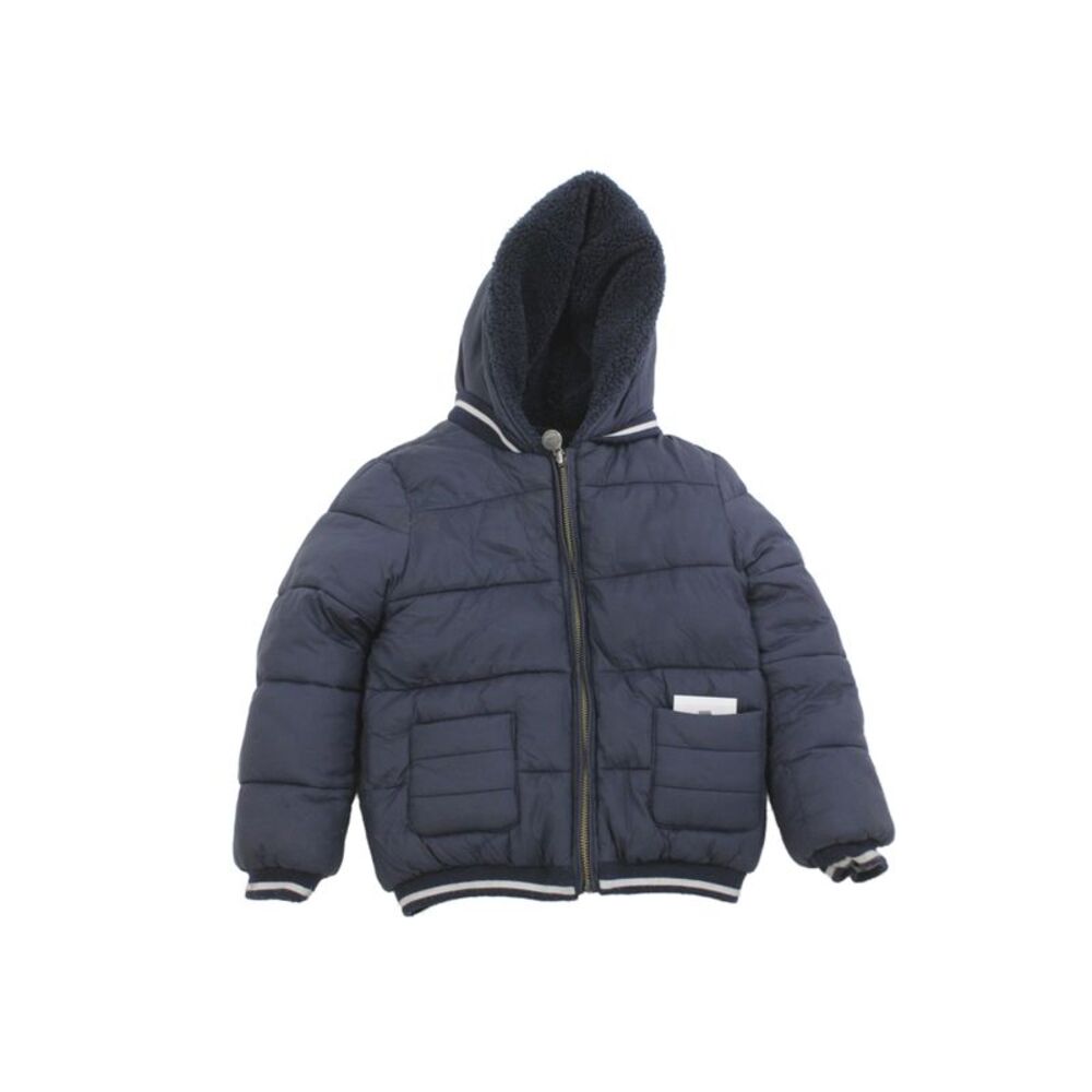 Tartine et Chocolat Boys Front Zip Hooded Reversible Jacket Navy Blue Size 6